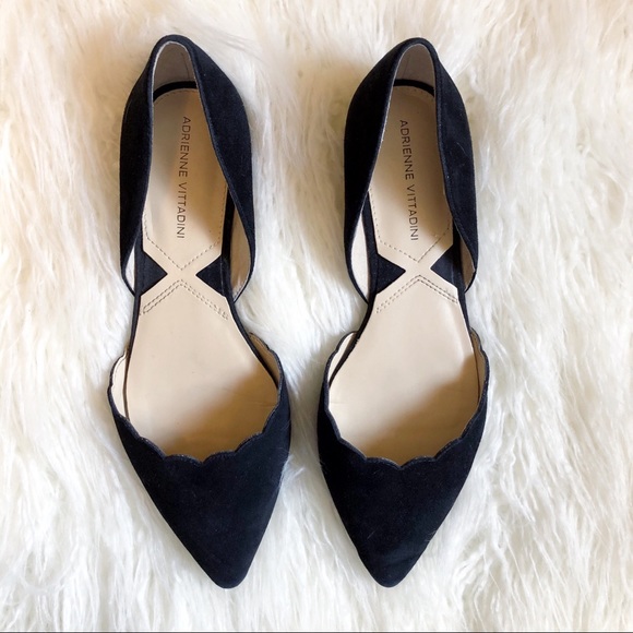 CYBER SALE🕊️Adrienne Vittadini Black Friskie Suede Pointed Toe  Flats neutral - Picture 3 of 7